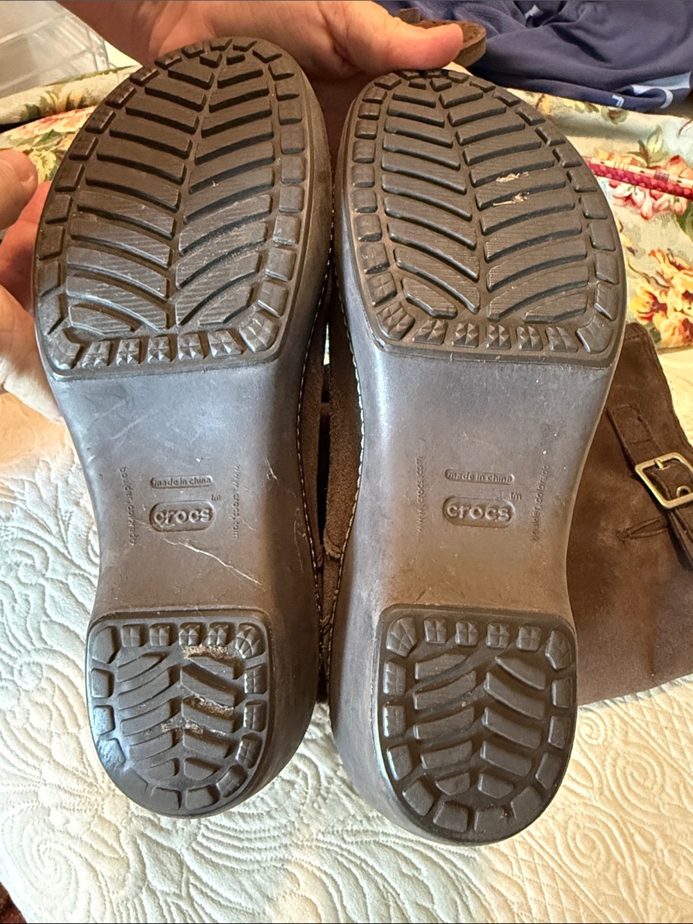 CROCS Men's Dark Brown Suede Ankle Boots with Buckle